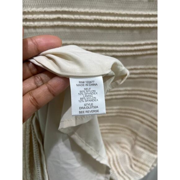 NWT dRA Los Angeles Open Knit Beige Crochet Ruffle Long Sleeve Midi Dress Sz S - Picture 6 of 10